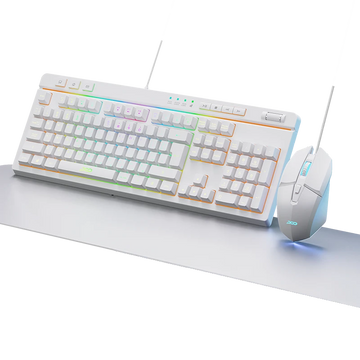 PCD Membrane Gaming Combo Keyboard, Mouse & MousePad KIT RGB KM-110WT - White