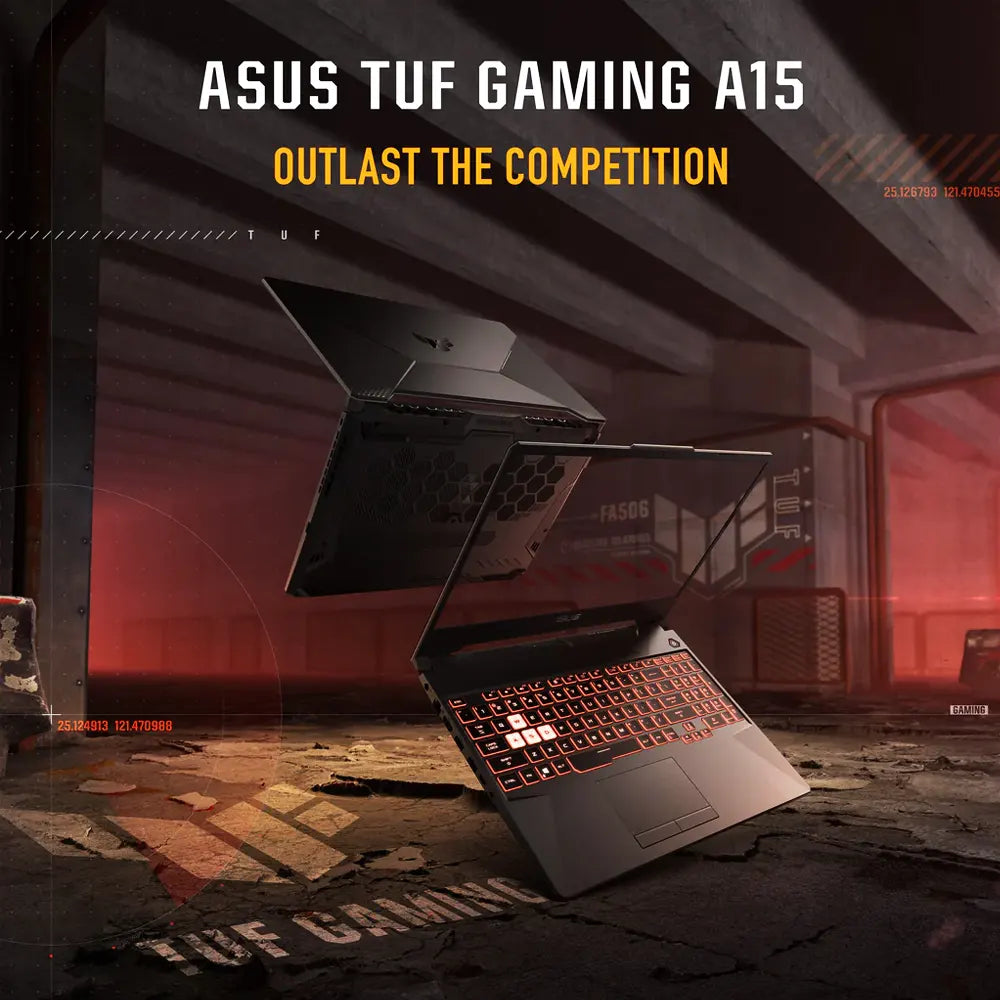ASUS TUF A15 Gaming Laptop 15.6" FHD 144Hz, AMD Ryzen 5 7535HS, 16GB RAM, 512GB SSD, RTX 3050 4GB, English – Arabic Keyboard, Windows 11 Home, Black – FA506NC-HN003W