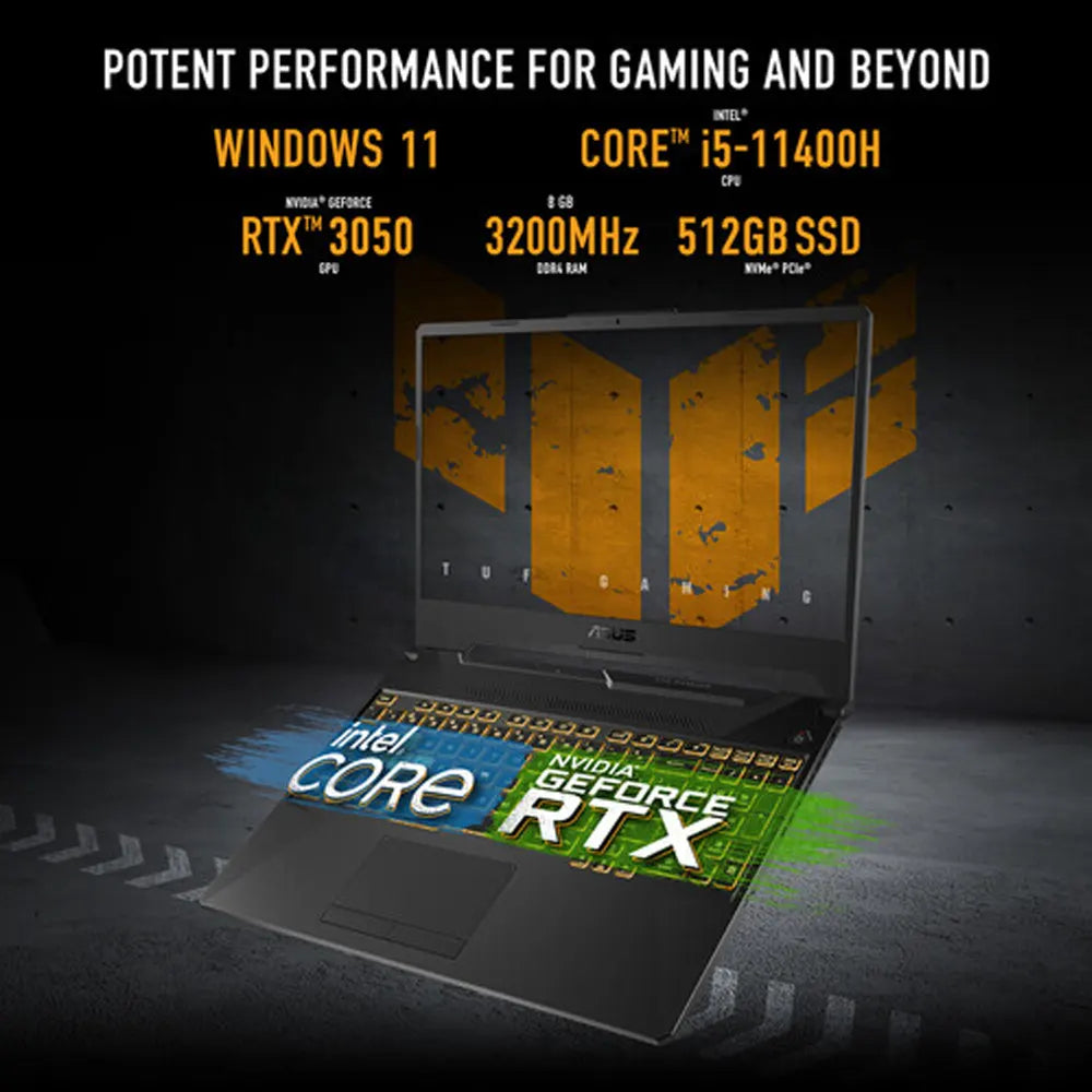 ASUS TUF F15 FX506H-RS51 Gaming Laptop 15.6" FHD, Intel core i5-11400H, 8GB RAM, 512GB SSD, RTX 3050 4GB, English Keyboard, Windows11, Graphite Black – 90NR0724-M00D60