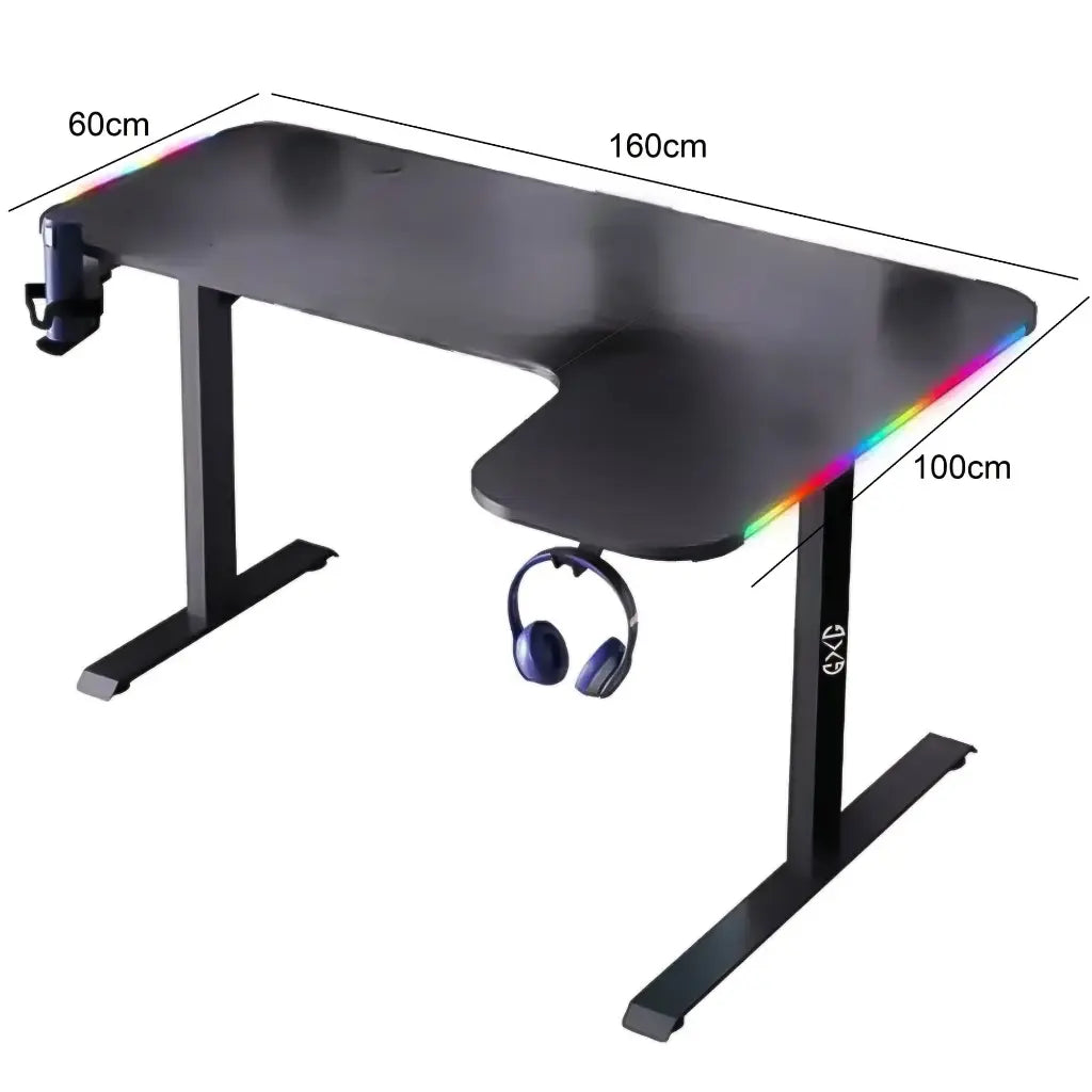 Gaming Desk GXG BLACK L Shaped Left L-(160)-RGB-L-B, 160X60X100cm