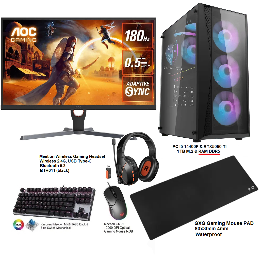 Gaming setup PC I5 14400F & GeForce RTX 5060 Ti GDDR7 & RAM DDR5
