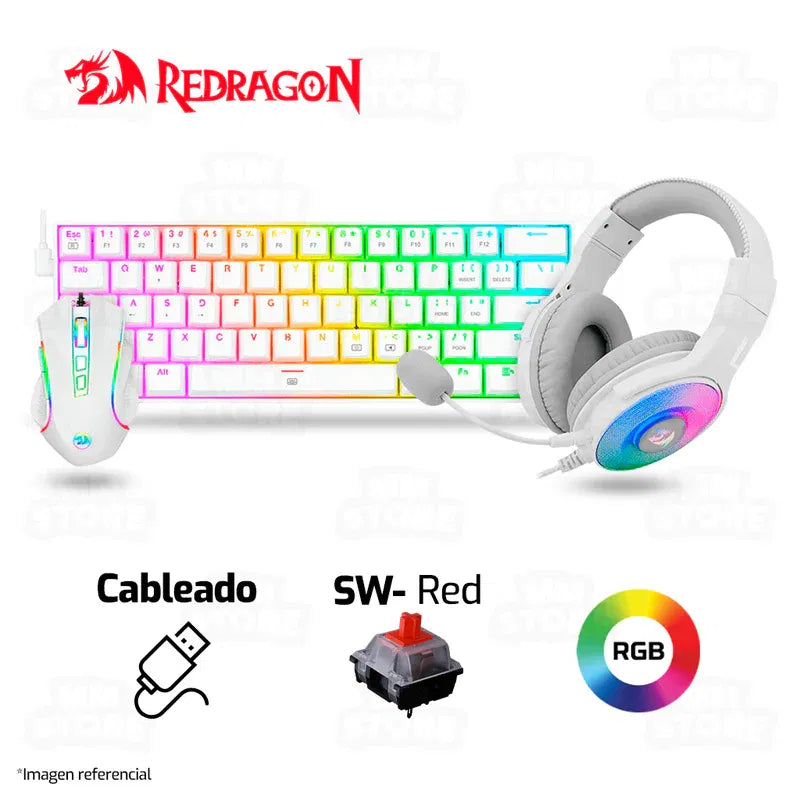 Redragon 3in1 combo S129W : K630W-RGB + M607W+ H350W-RGB
