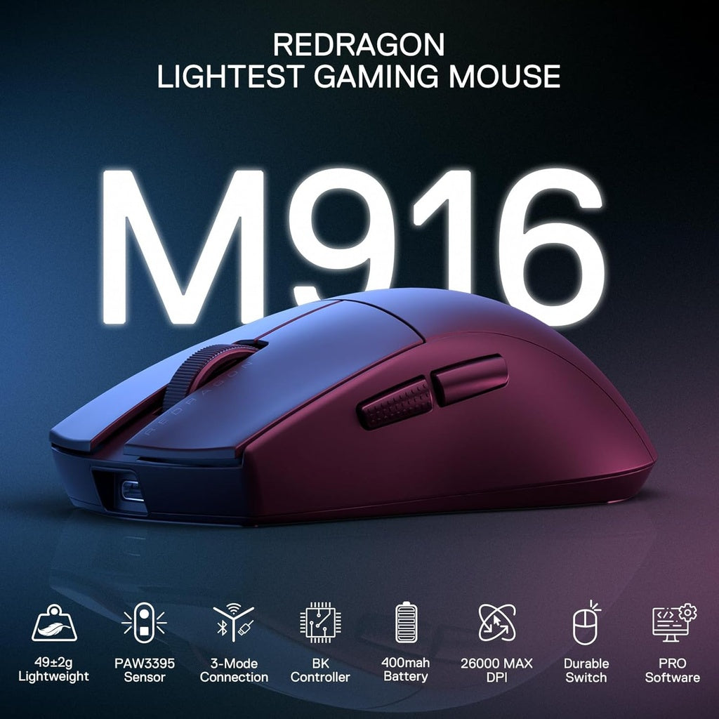 Redragon mouse M916 K1NG PRO, 2.4G/BT/wired Black